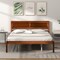Metal Twin/Full/Queen Size Bed Frame with Wooden Headboard and Slat Support